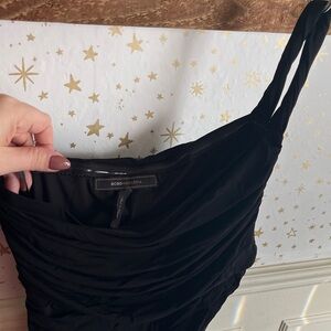 BCBGMaxAzria Black Ruched One-Shoulder Cocktail Dress